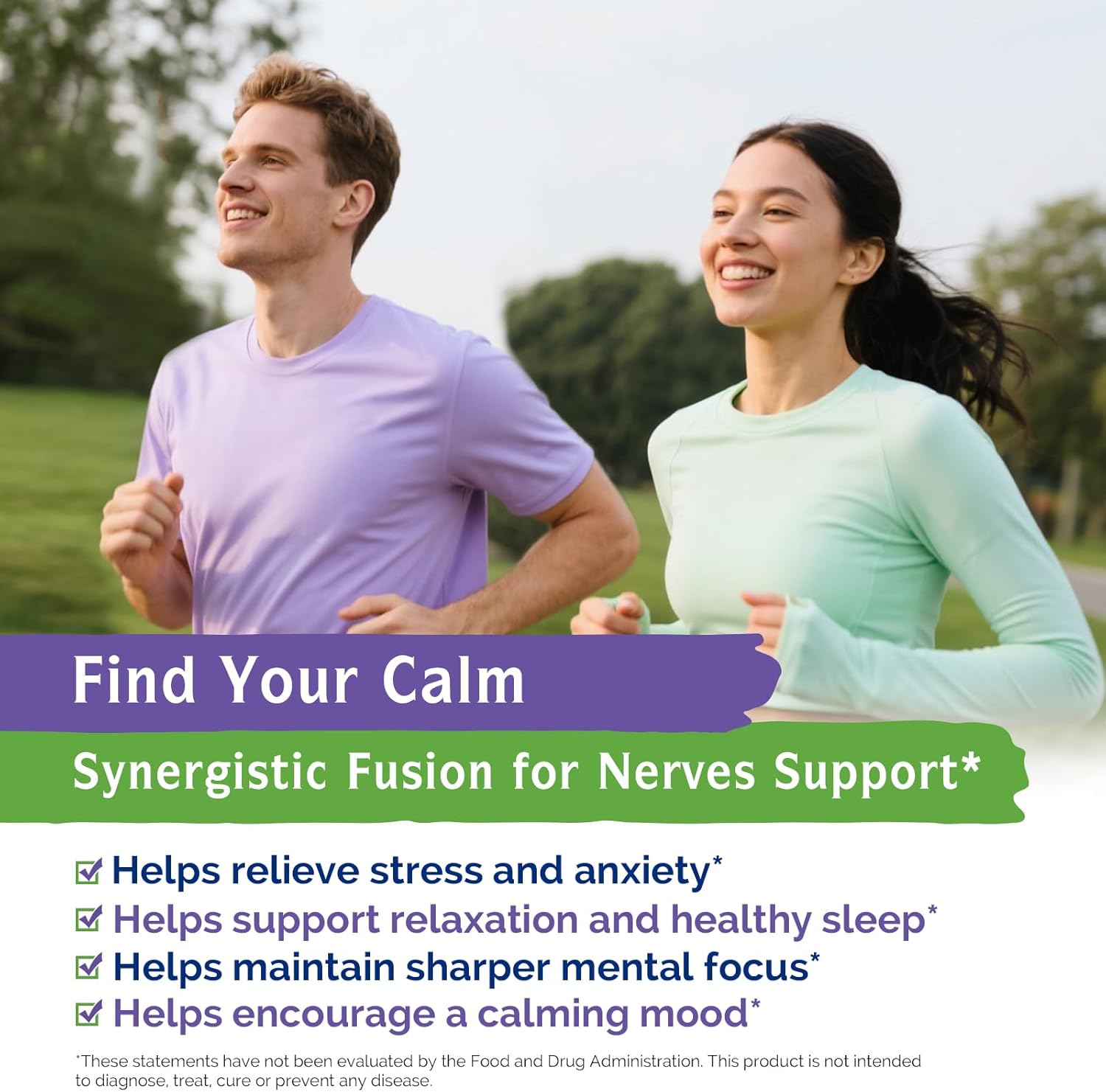 Innate Vitality GABA Supplements, L-Theanine, Magnesium Glycinate, B Complex, Vitamin B6, Vegan, Non-GMO, for Calm, Focus, Relaxation, 120 Capsules