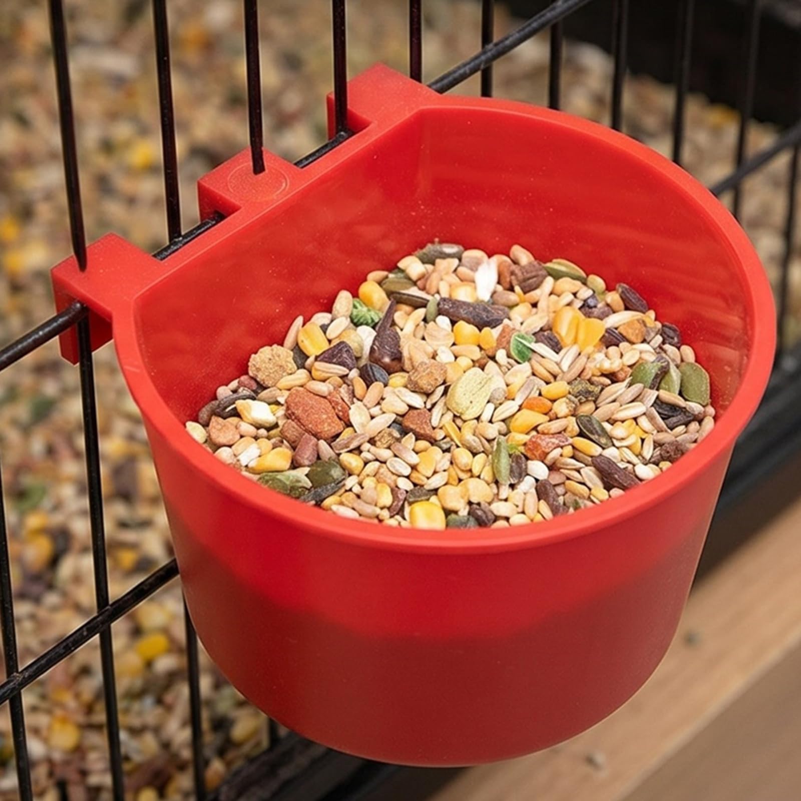 Lot de 50 mangeoires rouges à suspendre pour oiseaux, poules et petites créatures