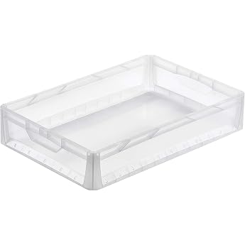 aidB Eurobox Lightline Translucent 600 x 400 x 120 mm Closed Handles Translucent Plastic Box Made of Transparent Plastic Transparent Box Ideal for Industry Pack of 1