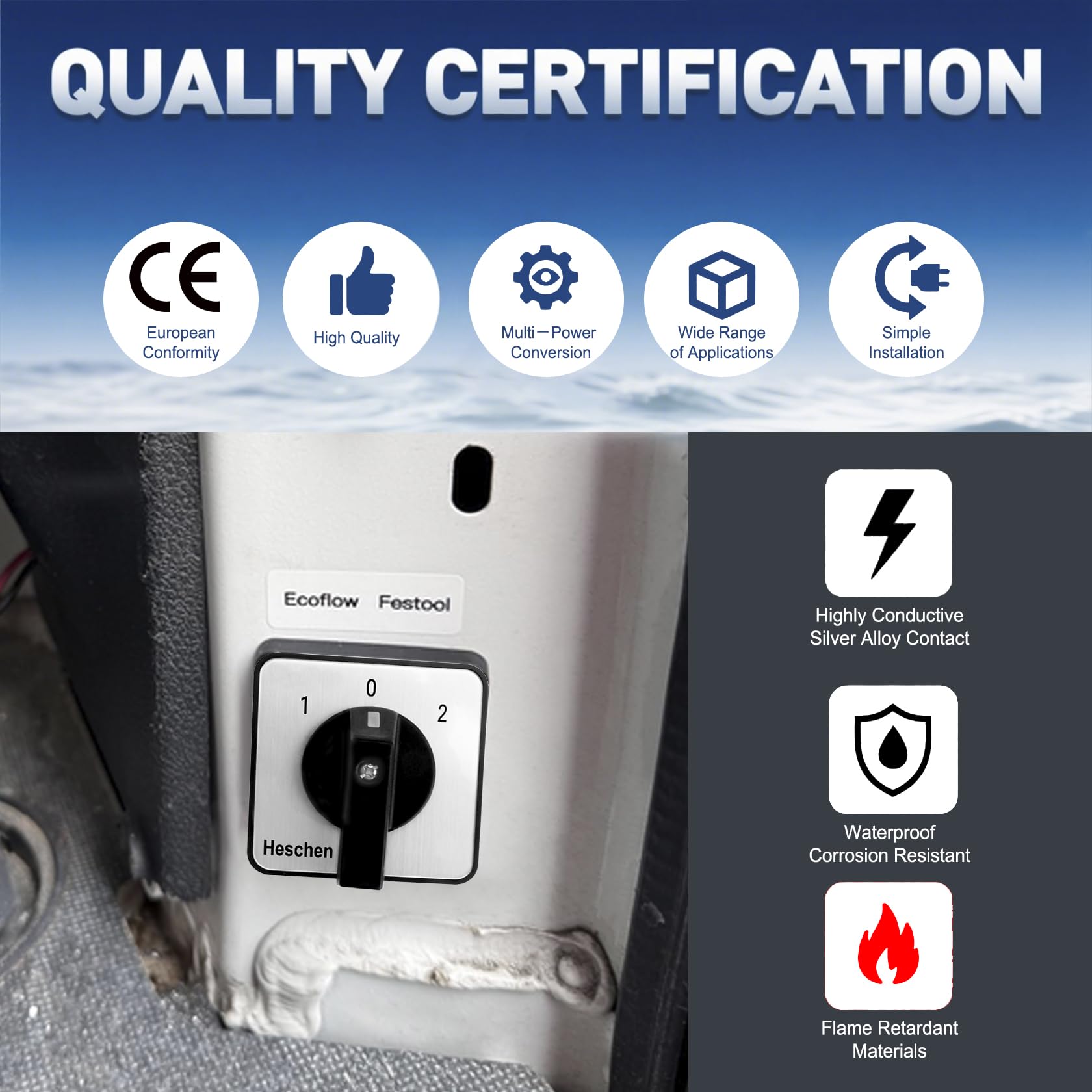 Heschen Interruttore a camme rotativo 125A 660VAC ON/OFF/ON 3 posizioni 3 fasi