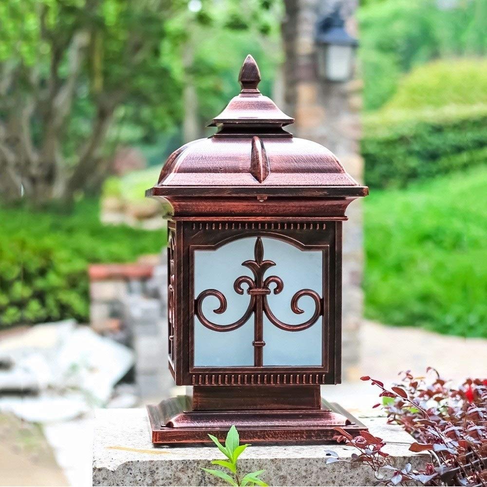 Lámpara de Poste al Aire Libre Retro IP55 Lámpara de Columna de bolardo de Aluminio Impermeable Luz de Pilar de Seguridad Exterior Iluminación E27 para Villa Porche Jardín Patio Camino Calle