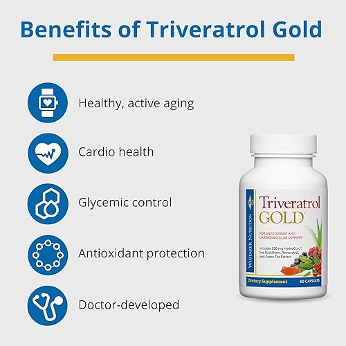 Miniatura 5 de Dr. Whitaker's Triveratrol Gold - Suplemento para el envejecimiento saludable con resveratrol y extractos de aloe vera, té verde y cúrcuma -