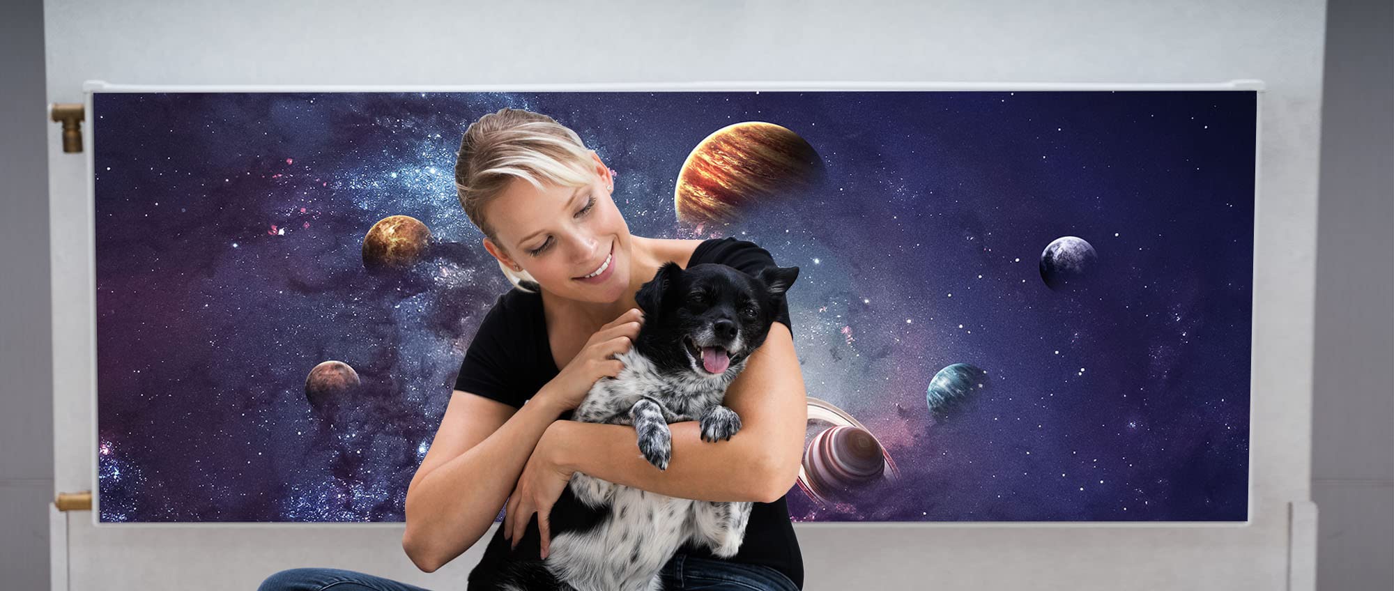 Magnet Heizkörperverkleidung Heizkörperabdeckung Lila Raumfahrt Sonne & Mond 160x60 cm Heizung Abdeckung Verkleidung Magnetische Abdeckmatte Kühlschrank aus Einem Flexiblen Magneten Digitaler Aufdruck
