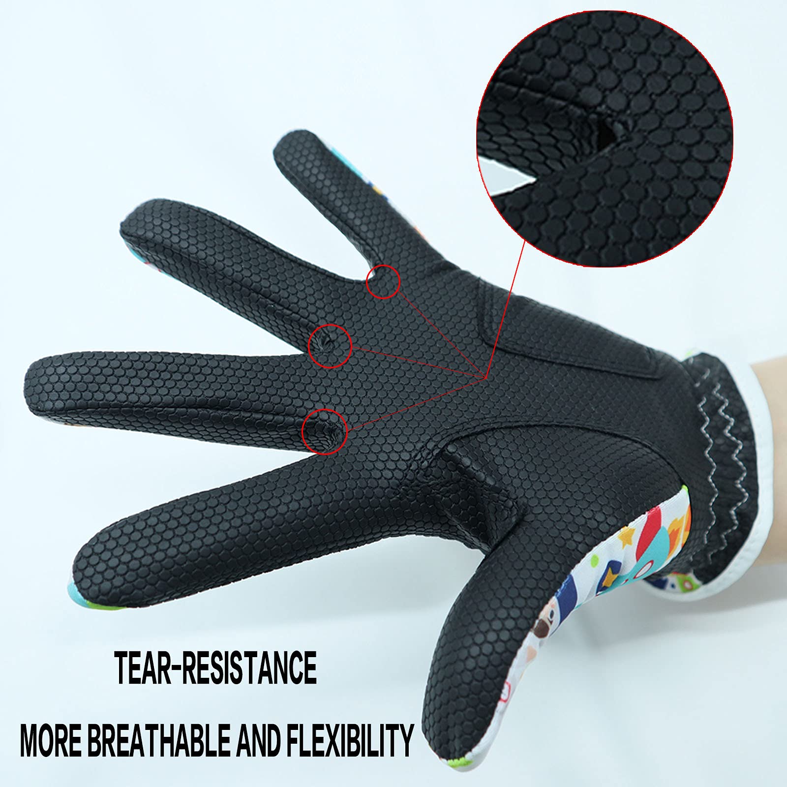 FINGER TEN Golf Gloves Kids Youth All Weather Soft for Left Right Hand Rain Grip Breathable Value 2 Pack - Image 4