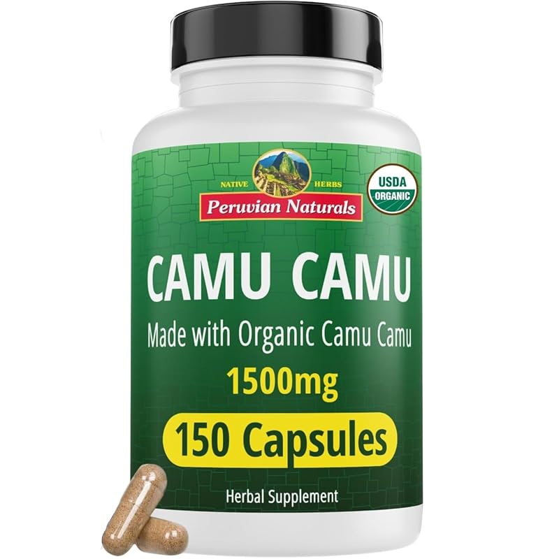 Peruvian Naturals Suplemento de Vitamina C de Camu-Camu 1.500 mg, 150 cápsulas veganas
