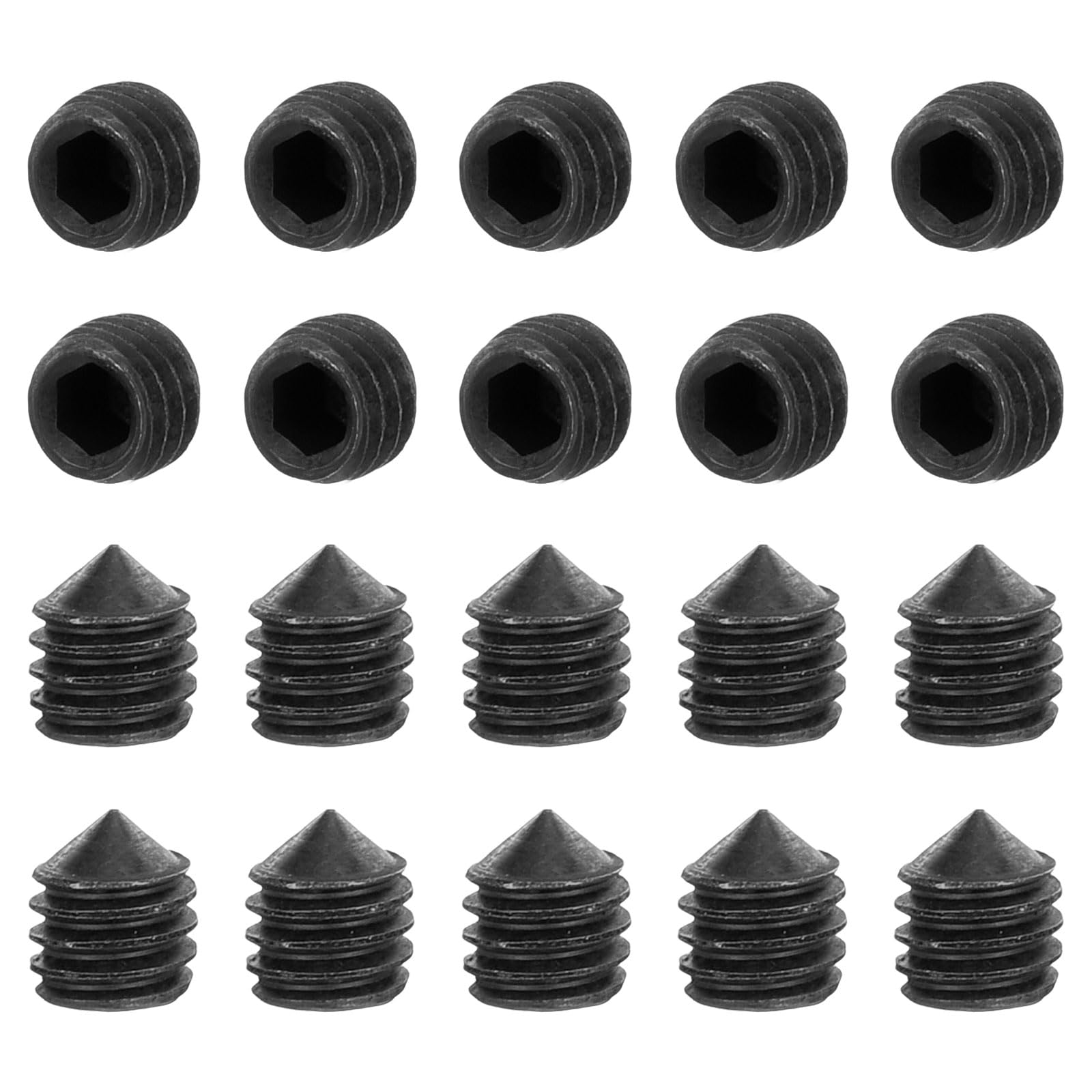 uxcell 40Pcs Set Screws M4x4mm Carbon Steel Cone Point Hex Socket Grub Screws for Machinery, Home Repairs, and Fixtures Black