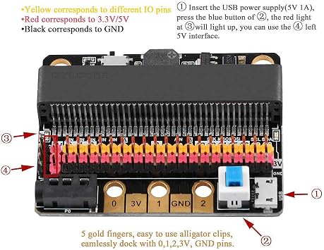 Microbit Expansion Board, Breakout Adapter Shield with IOBIT V2.0 Buzzer, for Micro:Bit Kids Python Graphics Programming