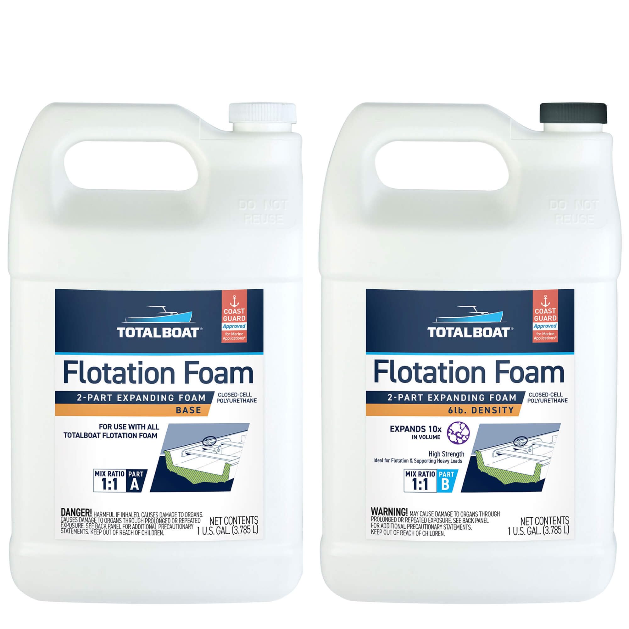 TotalBoat 6lb Density Expanding Structural Polyurethane Boat Foam - 2 Qt | 2-Part Closed Cell Pour Foam; Marine Flotation Insulation Structural Support Carving & Filling Voids; Coast Guard Ap product thumbnail 2