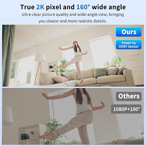 Miniatura 3 de LIZVIE Base de carga inalámbrica 5G USB-C 2K para teléfono, detección de movimiento gran angular de 170°, aplicación de visión nocturna, bucle de