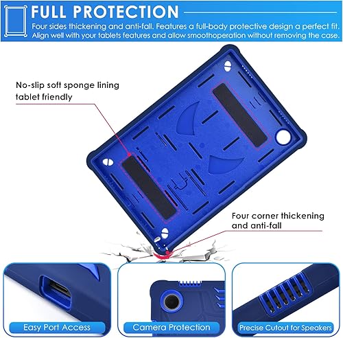 Miniatura 8 de DETUOSI Funda para Samsung Galaxy Tab A8 de 10.5 pulgadas 2022 (SM-X200X205X207) con correa para el hombro, 3 capas híbridas resistentes a prueba de