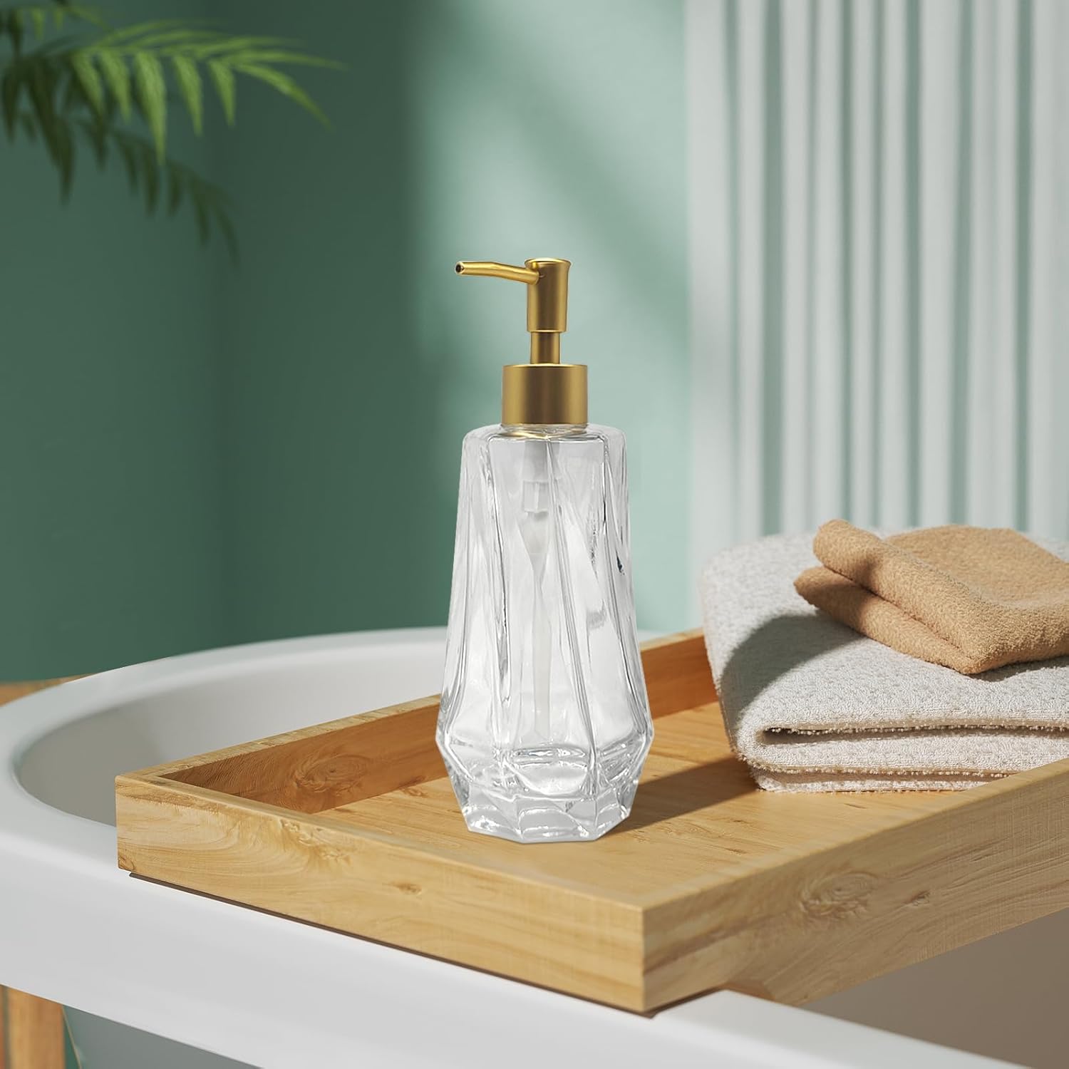 Glass Soap Dispenser Bathroom, 12.7oz Refillable Liquid Soap Dispenser with Rust-Proof Plastic Pump for Kitchen - Image 5