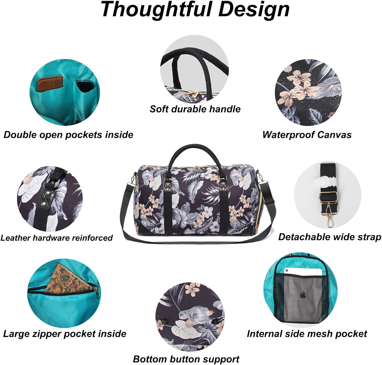 Travel Duffle Bag, Weekender Bag for Women with Shoe Compartment, Carry on Overnight Bag Gym Duffel Bag, Mommy Hospital Bags - Image 3