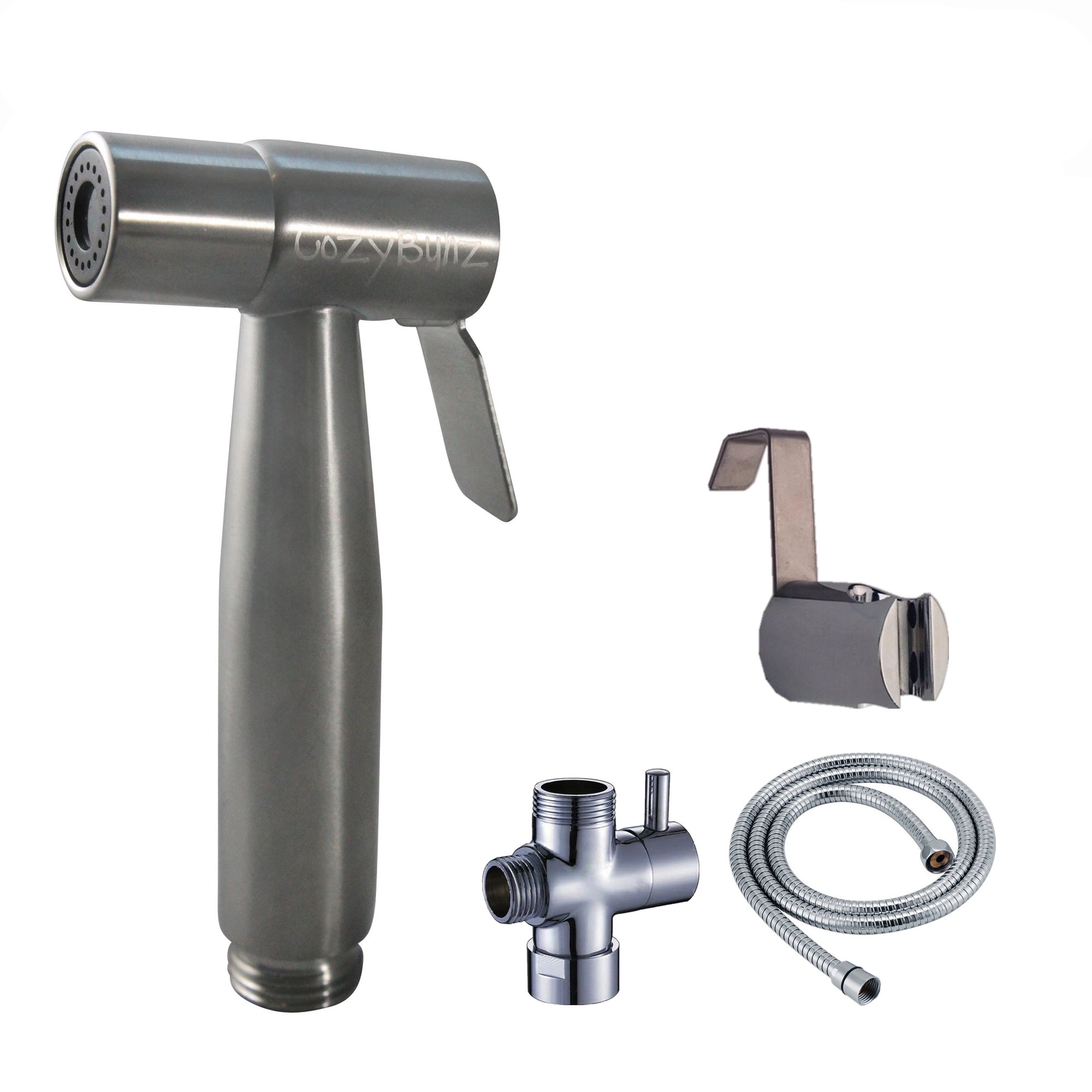 Cloth Diaper Sprayer, Premium Stainless Steel Diaper Sprayer with Variable Pressure - Toilet Attachment Washer for Cloth Diapers - Wall Mounted and Toilet Hangar Parts Included