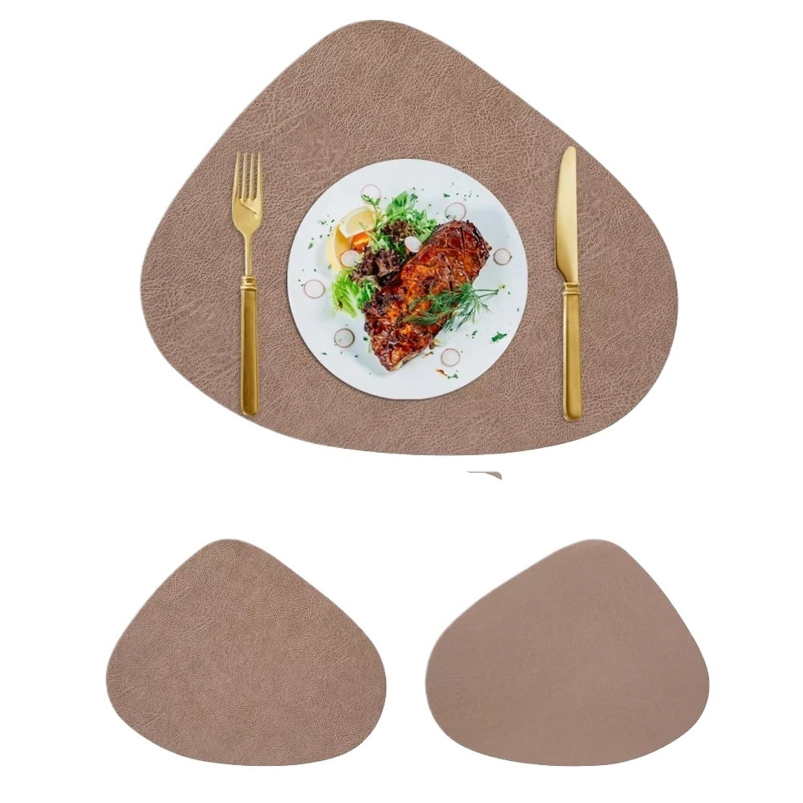 Placemats Leather Placemat,Teardrop Shape Cowhide Texture Double-Sided Non-Slip Nordic Style Place Mat Waterproof Resistant(Color 7)