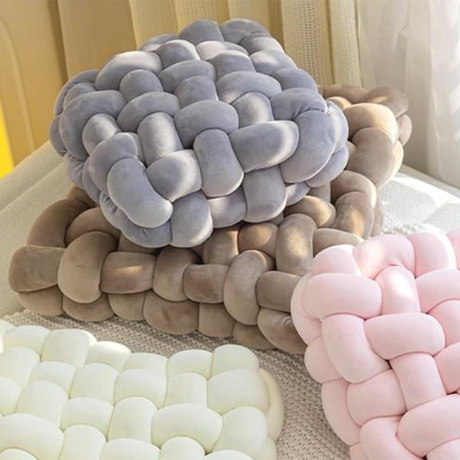 Velvet Chunky Bulky Giant Arm Knitting Yarn, Super Soft Jumbo Tube Weight, Fluffy DIY Crochet Hand Making Washable Yarn for Blanket, Pet Bed, Rugs, Pillow (1lb-Khaki)