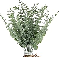 LYRWI 20pcs Artificial Eucalyptus Stems - Realistic Fake Greenery Leaves 14.5" for Wedding Bouquets, Home Office Centerpieces, Christmas Decor