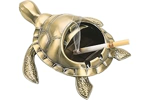 Vintage Bronze Turtle Ashtray with Lid for Odor Control