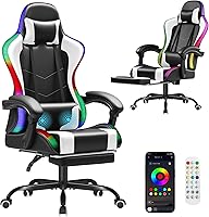 Vista 10 de Silla de juegos Homall, silla para videojuegos con reposapiés y soporte lumbar masajeador, silla de computadora ergonómica de altura ajustable