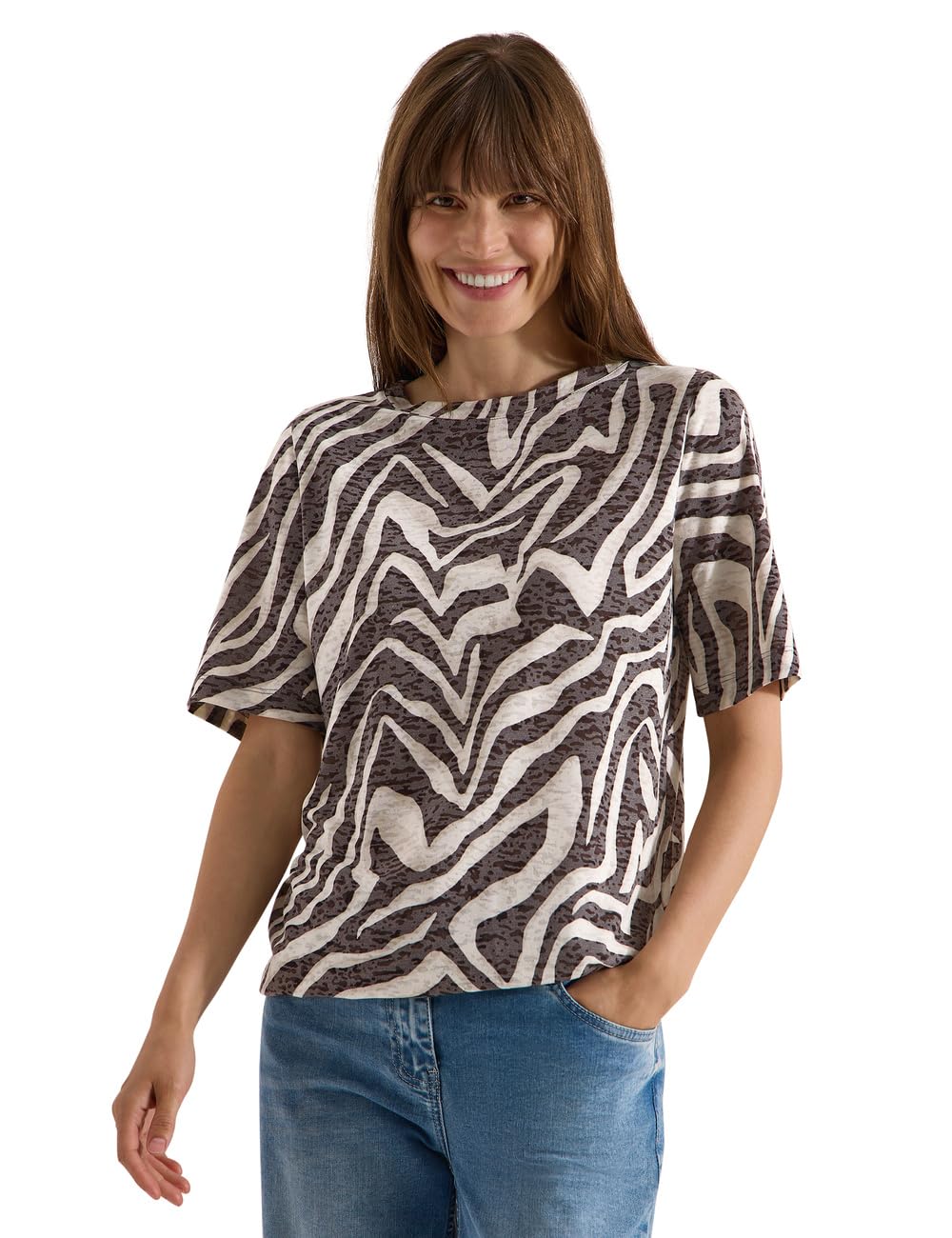 Cecil Women's 3229527 Burnout T-Shirt (Pack of 1), Brown Cacao, M