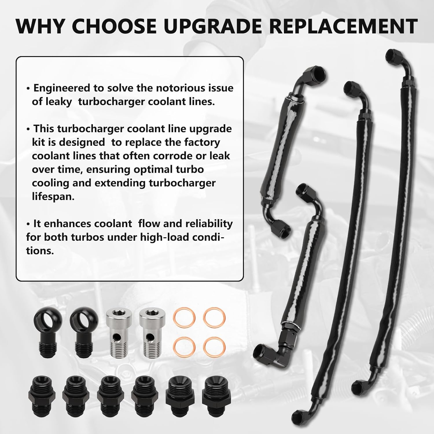 Turbocharger Coolant Line Upgrade Kit Compatible with Ford F-150 3.5L 2011-2016, Expedition 2015-2017, Transit 2013-2024, for Lincoln Navigator 2015-2017 3.5L，aftermarket part