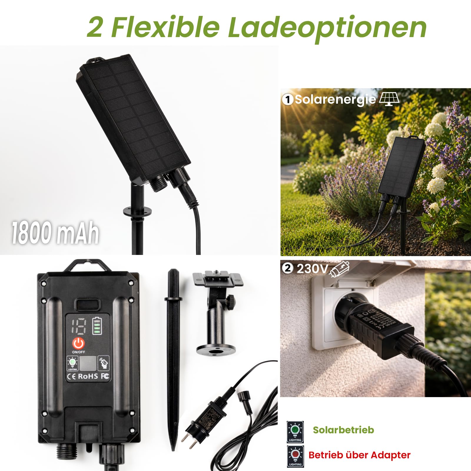 Lumiled Solar Lichterkette Außen Outdoor 15m 15 LED Glühbirnen Flammeneffekt Garten Lichterketten IP65 Wasserdicht 2in1 mit Solarpanel Strom Fernbedienung Beleuchtung Terrasse Balkon Warmweiß Dimmbar