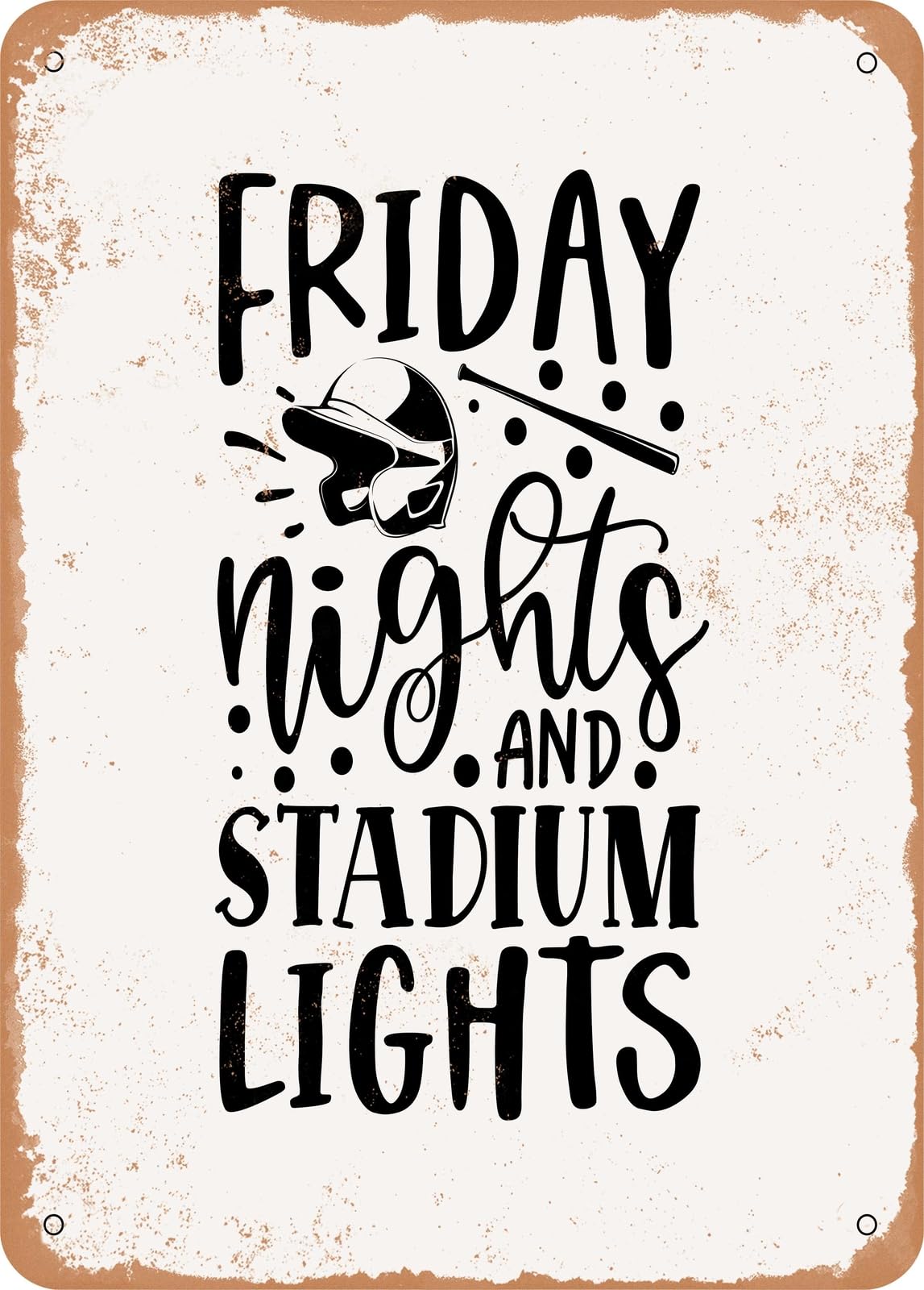 Miaomansenstore Metal Sign - Friday Nights And Stadium Lights - 4 - Vintage Rusty Look Home Decor