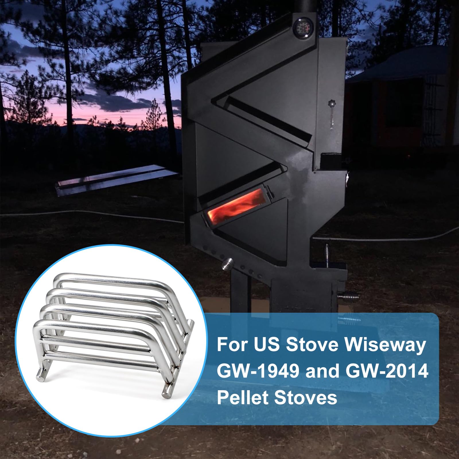 Cesta de quemado para estufa estadounidense GW1949 GW-1949 Wiseway estufa de pellets, cesta de quemadura de acero inoxidable 304 de alto calor para estufa estadounidense de alimentación por 2