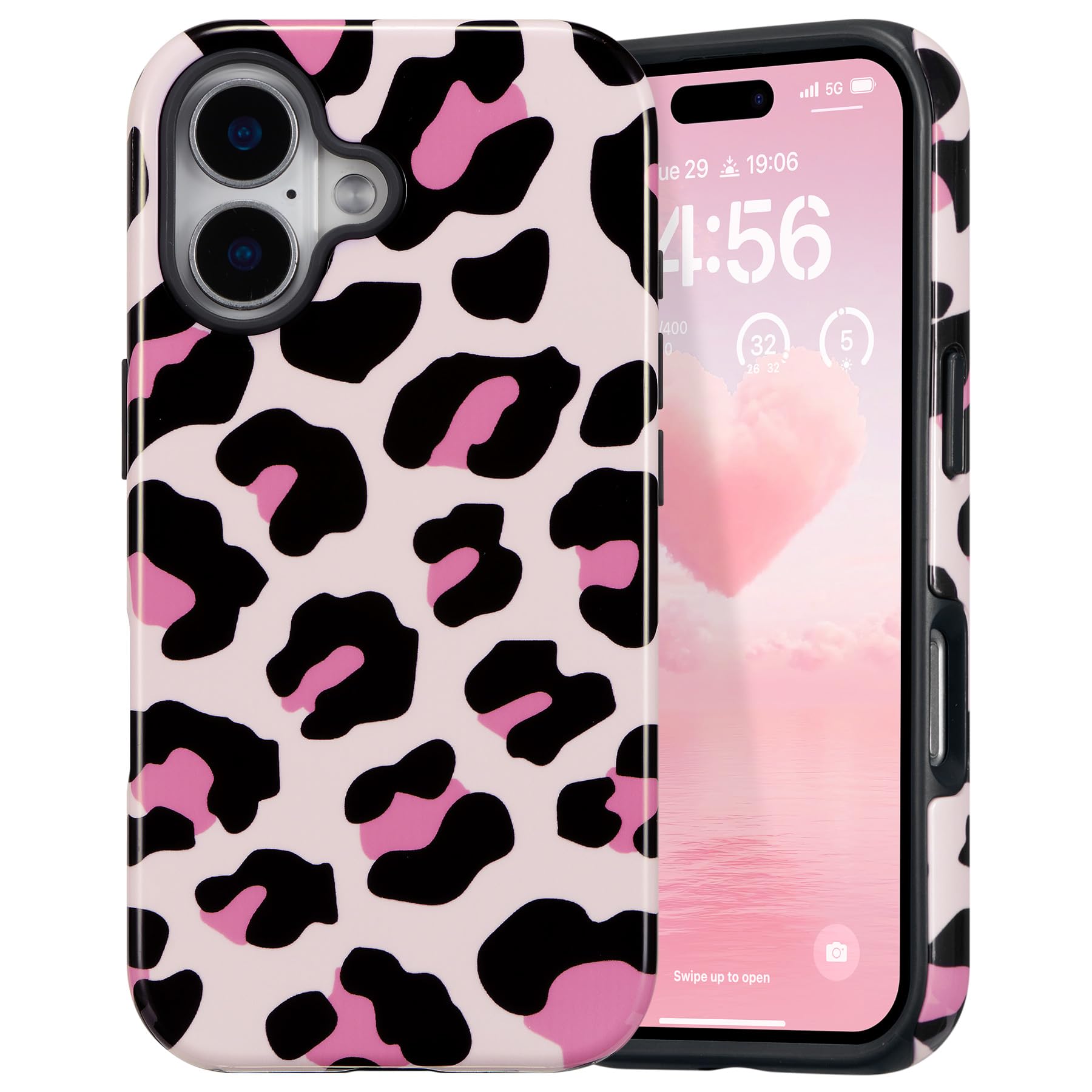 DEFBSC Case for iPhone 16, Cute Pink Leopard Print Aesthetic Trendy Pattern for Women Girls Slim Durable Bumper Shockproof for iPhone 16 Case, Cheetah
