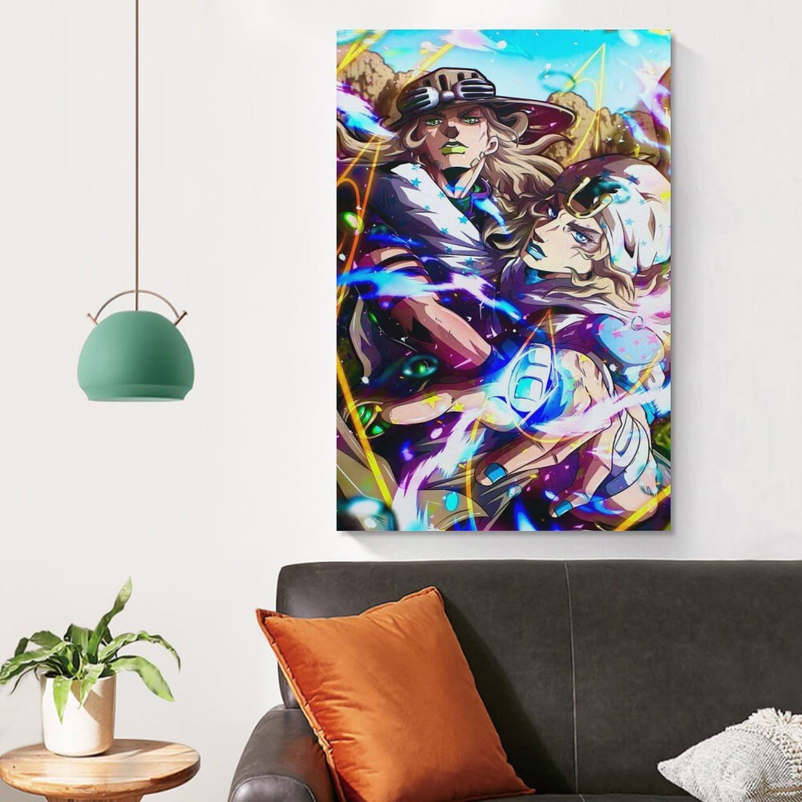 ZNABOJTG Anime Gyro Zeppeli Johnny Joestar Canvas Poster Wall Art