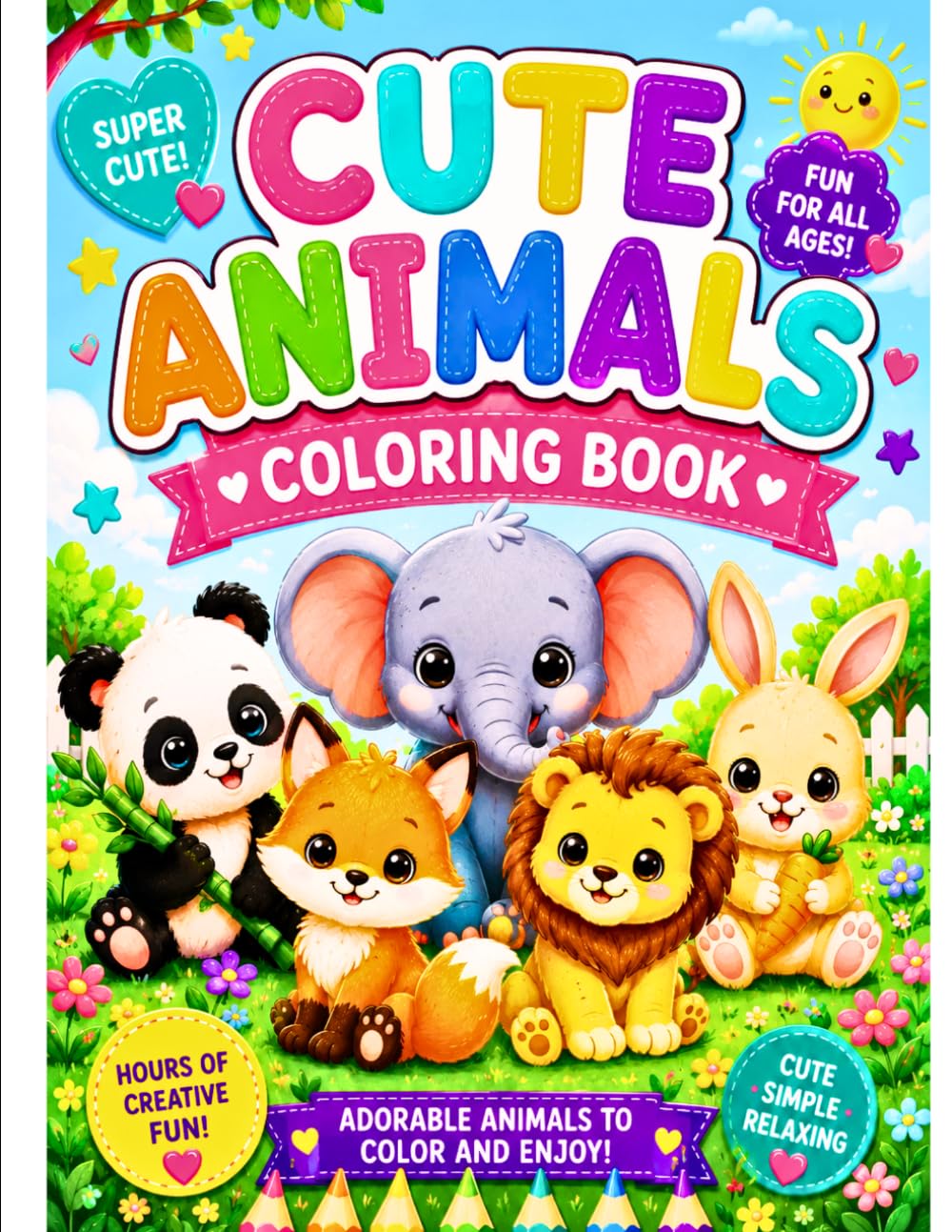 Cute Animal Coloring Book for Kids: Fun and Easy Adorable Animal Coloring Pages for Boys & Girls Ages 3–8 | Cute Puppies, Kittens, Bears, Bunnies & More
