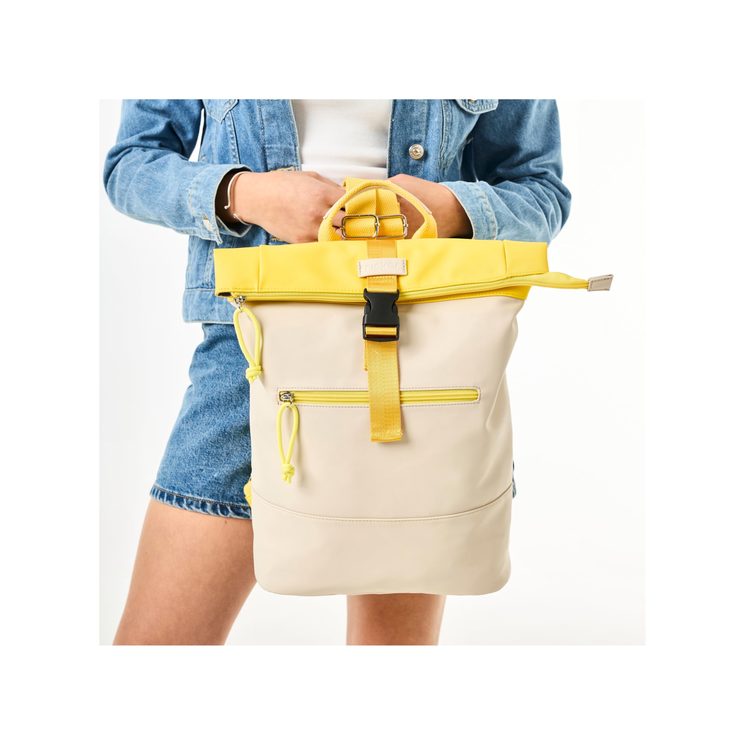 Rieker H1607, Bolso de Mano de Mochila Mujeres, Beige 62, Small
