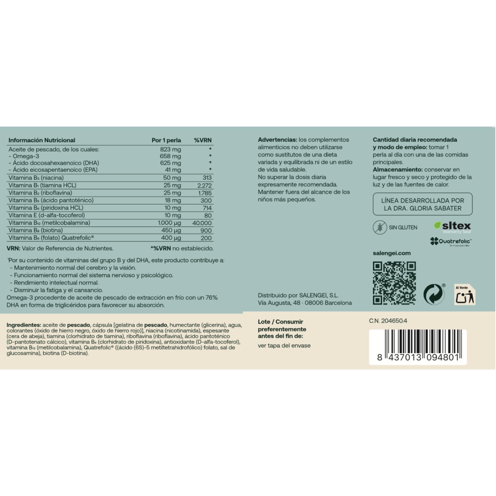ACTIVE STRESS CONTROL – Apoyo natural frente al estrés y la fatiga emocional | Con Ashwagandha, Rhodiola, Omega-3, magnesio y vitaminas B | 60 perlas