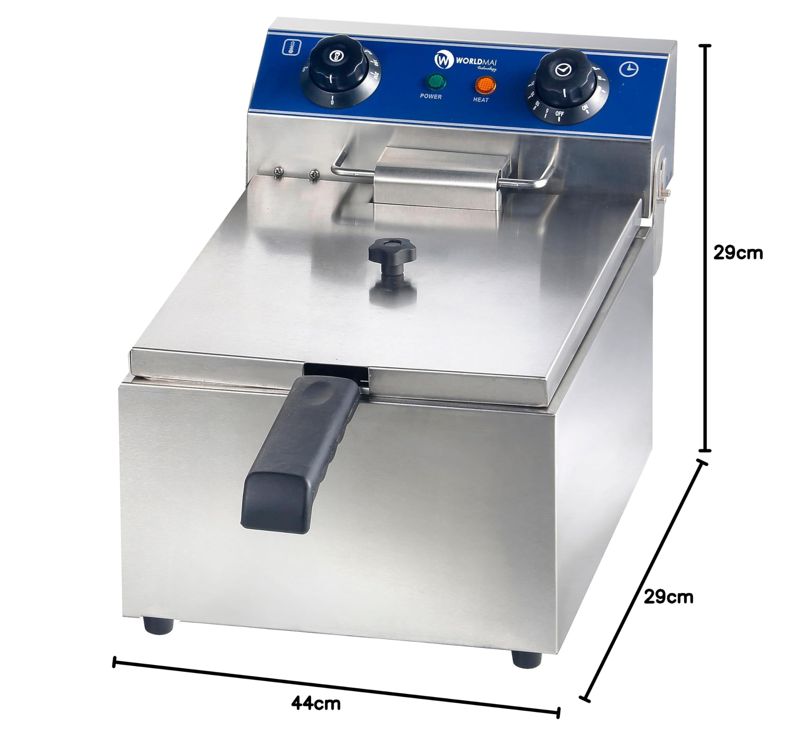 MBH – Freidora WORLDMAI eléctrica de sobremesa profesional de 6 litros. Freidora en acero inoxidable para cocina industrial de bar, restaurante y hostelería.