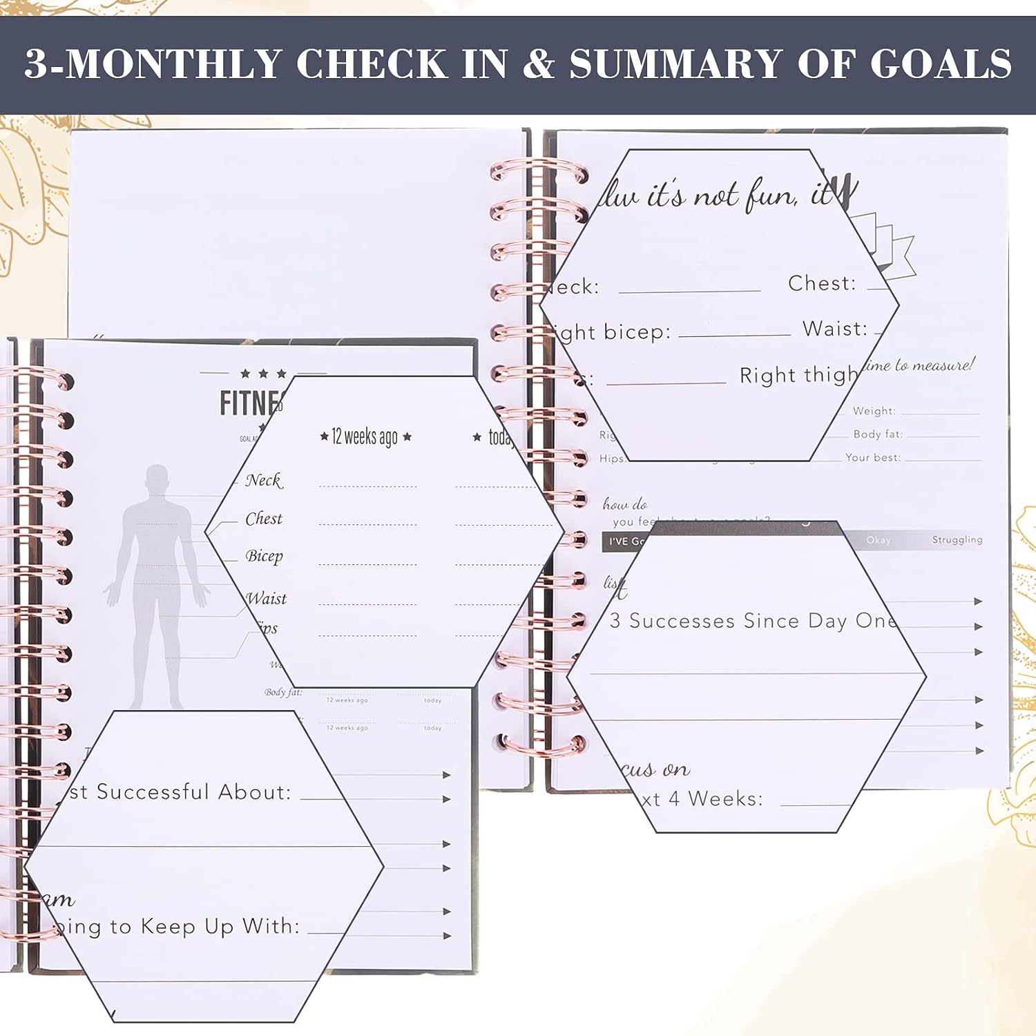 Fitness Journal Workout Planners Nutrition Planner with Diet & Calorie Tracker Daily Personal Health Tracker, 160 Pages(Black) : Sports & Outdoors