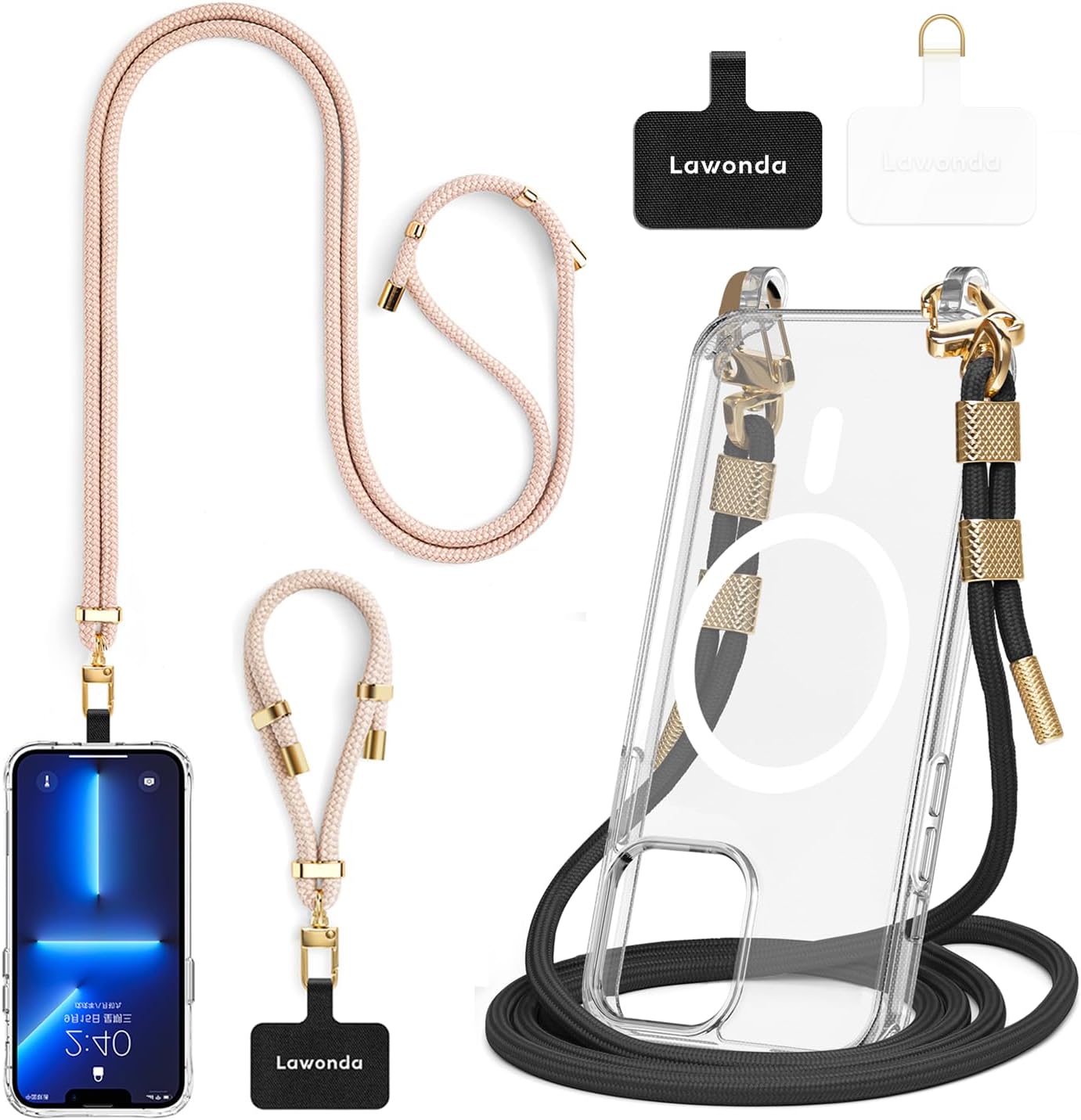 Magnetic Clear Case Compatible with iPhone 16 Pro Max Case Adjustable Crossbody Anti Lost Strap Phone Lanyard