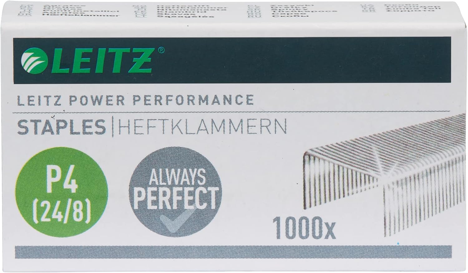Leitz Power Performance Heftklammern P4 (24/8mm) P3 (24/6mm), Verzinkt (P4 24/8, 10 x 5000 Stück)