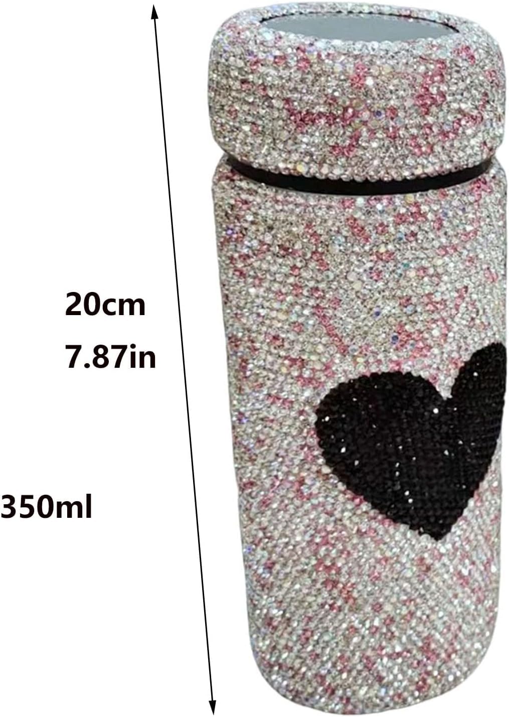 Diamentowy termos, butelka termiczna, Bling Rhinestone butelka na wodę z wyświetlaczem temperatury LED Kubek podróżny z wodą Podróżny kubek na wodę ze stali nierdzewnej(Pink)