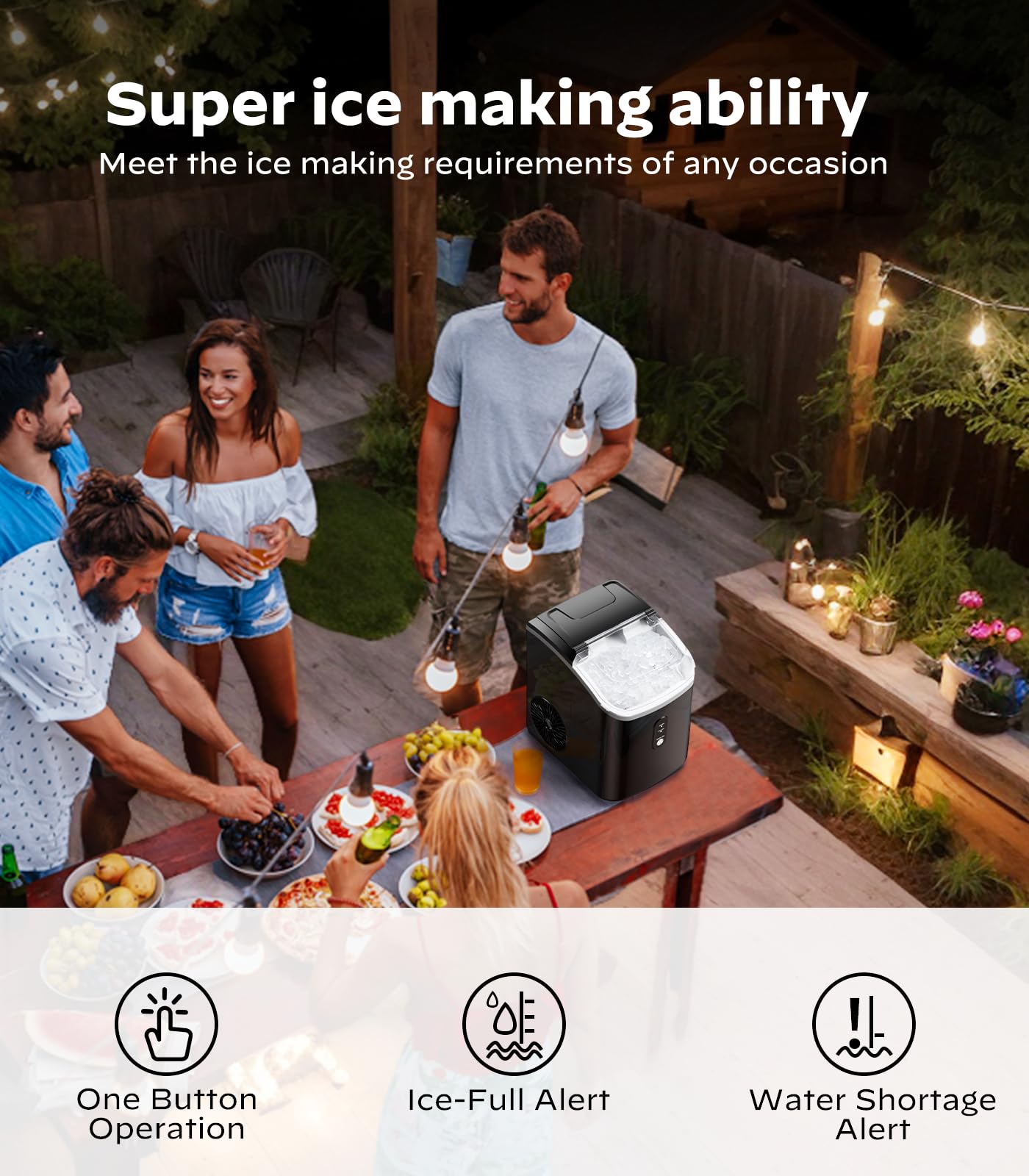 Nugget Ice Makers Countertop, Pellet Ice Machine With Self-Cleaning Function, Nugget Ice Machine Produces 33 Lbs Of Chewable Ice In 24 Hours, Sonic Ice Maker Perfect For Home Kitchens Party Camping on Fridge.com - View 5