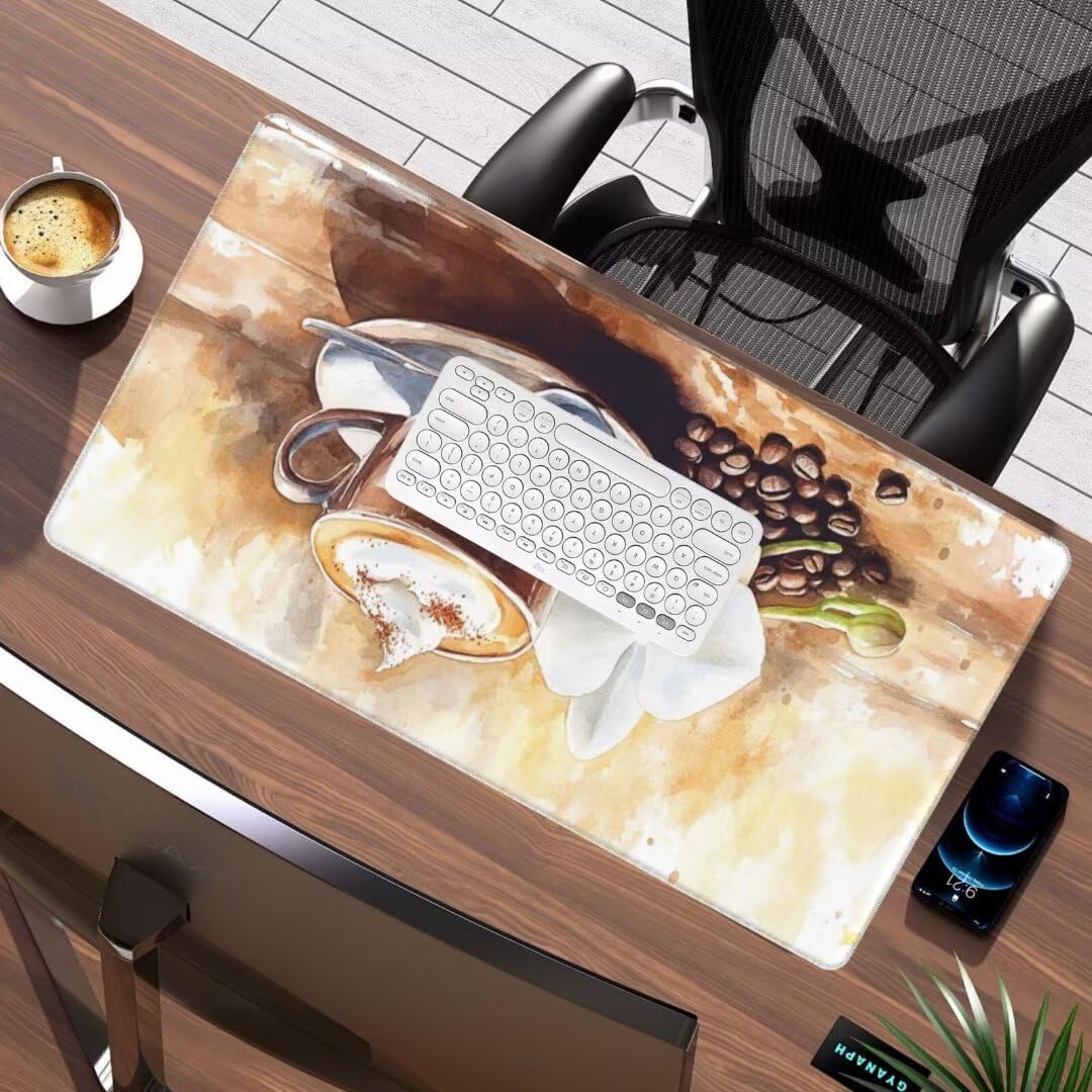 Alfombrilla Ratón XXL 1000 x 500 mm, Café Alfombrilla de Ratón con Base de Goma Antideslizante, Alfombrilla Escritorio Impermeable Alfombrilla Ratón Desk Mat, Mouse Pad para Gamers, Oficina Flor gq321