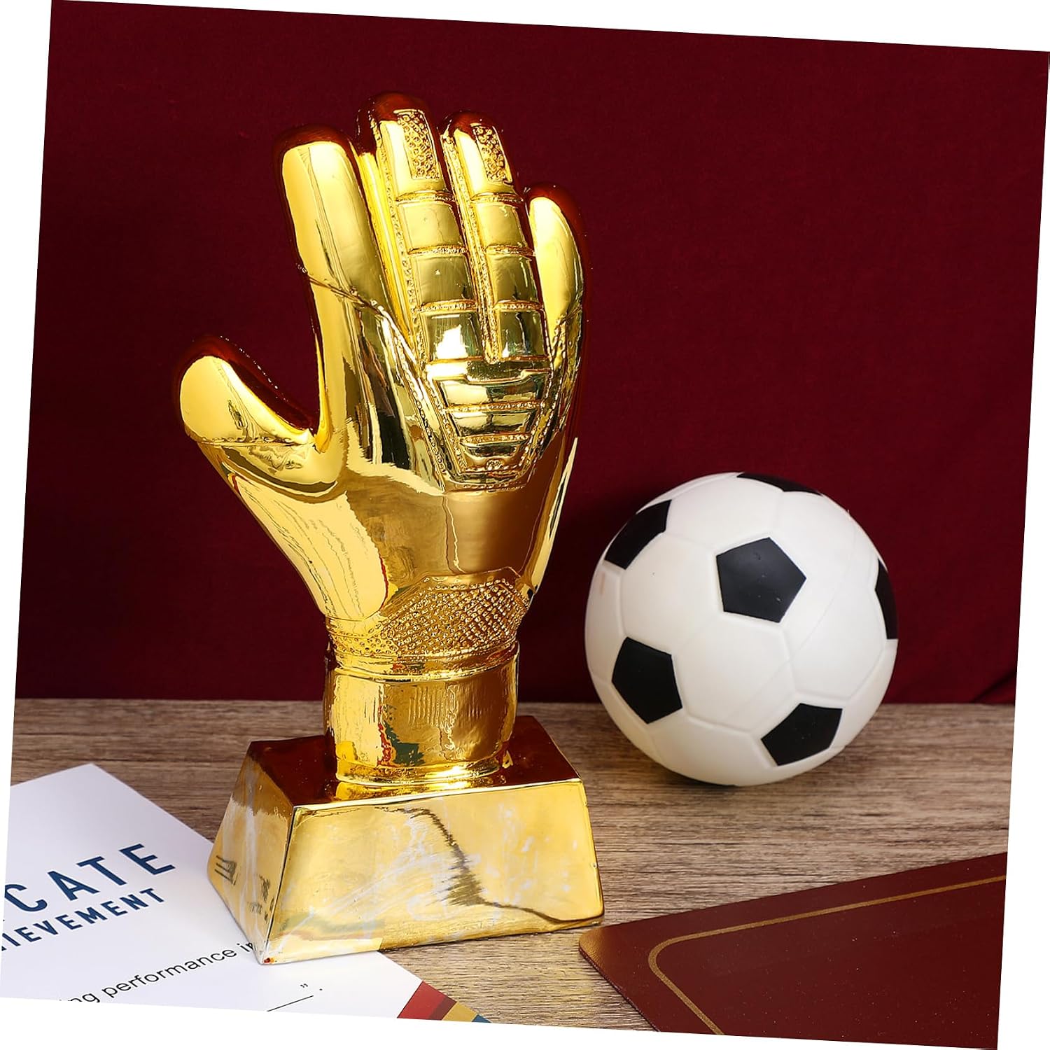 HANABASS Gold Goalie Glove Trophy Goalkeeper Award for Kids Football Competition, Sports Event, Classroom Party Favor