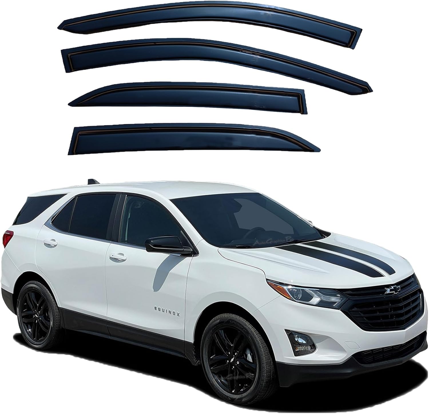 Tape-On Window Deflectors for 2018-2024 Chevrolet Equinox | Black Rain Guards & Vent Visors | 4-Piece Set for All-Weather Protection | Precision Fit 18-24 Chevy Equinox For Chevrolet Equinox 2018-24
