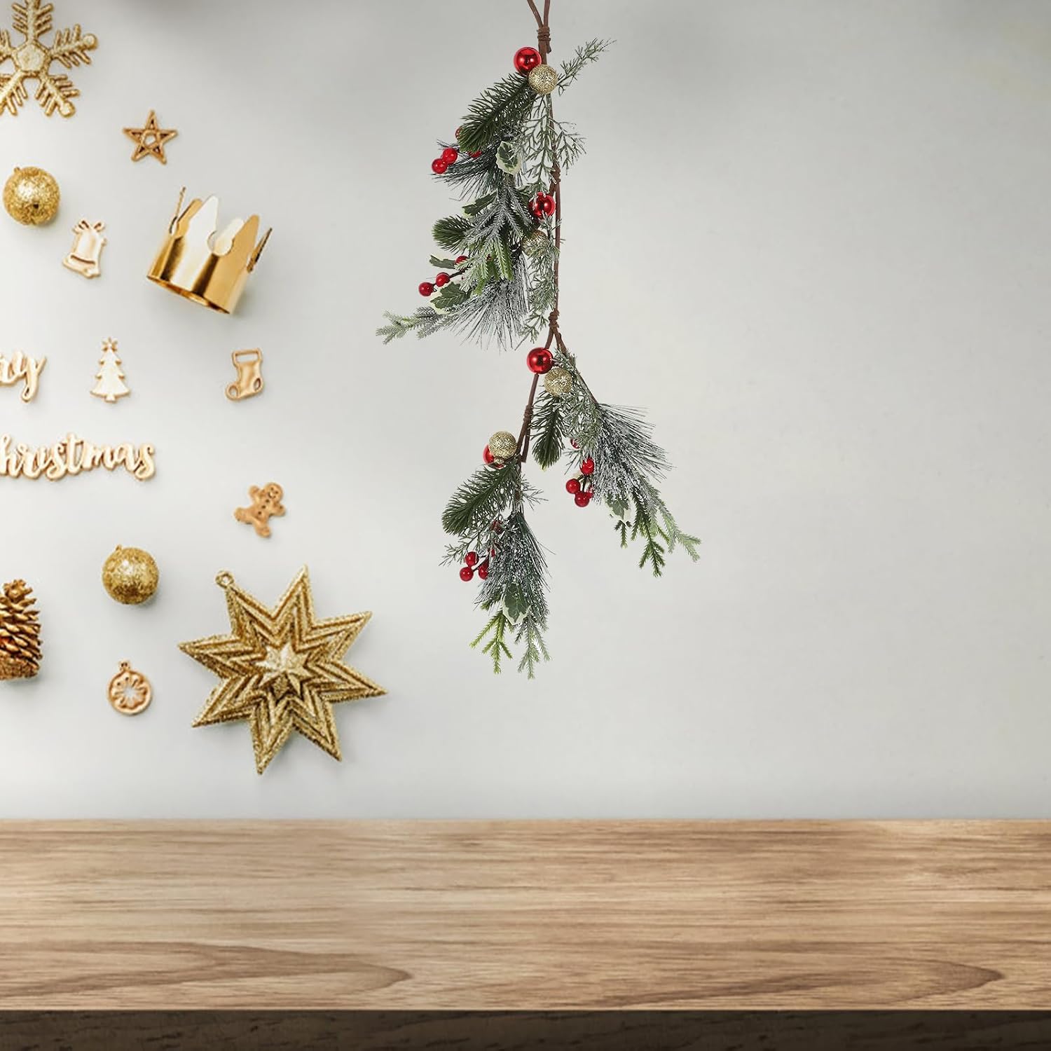 Christmas Pine Teardrop Swag for Front Door Hanging Decor