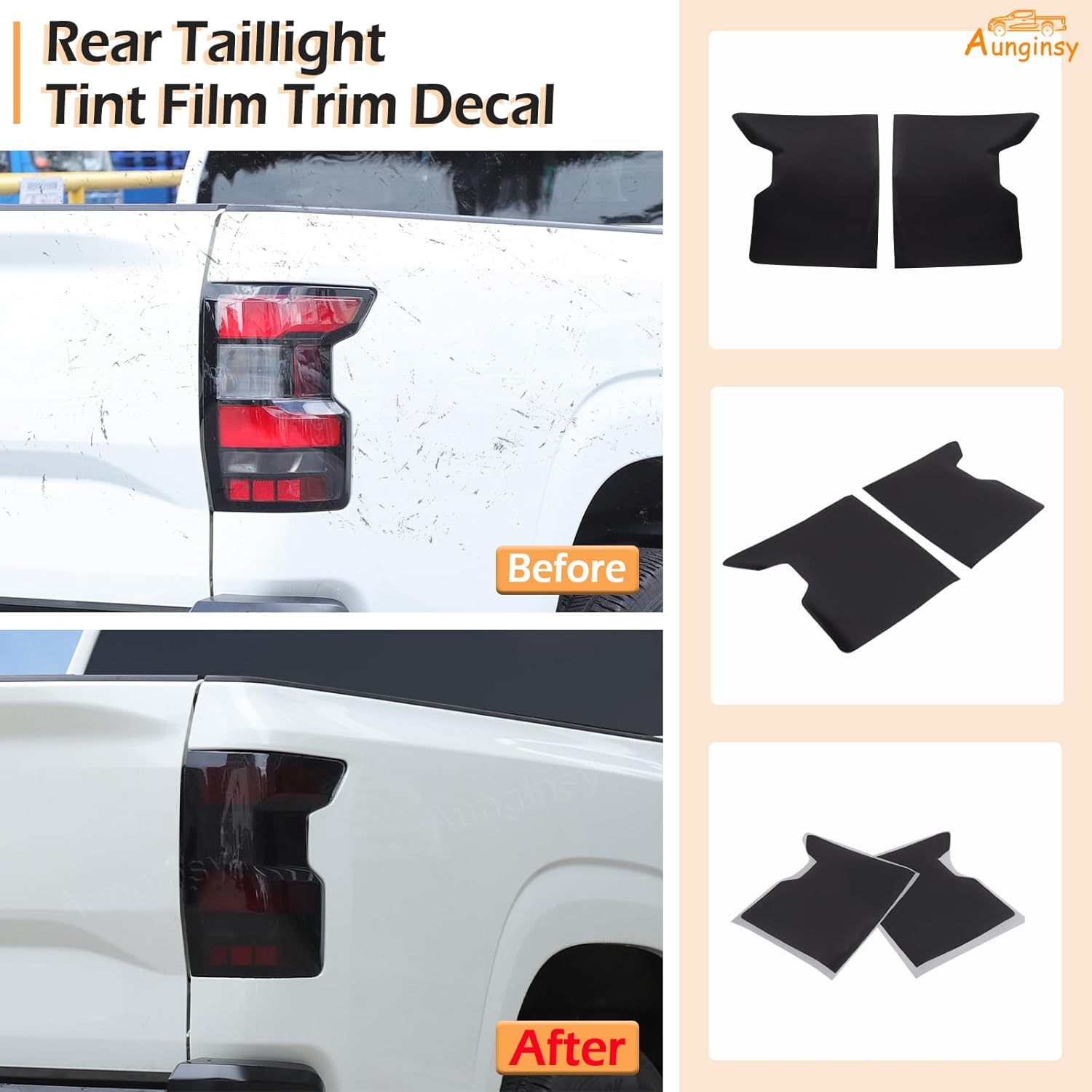 Car Front Headlight Tint Film & Rear Taillight Trim Sticker Compatible with Nissan Frontier 2022-2025, Precut Taillight Headlight Lamp Overlay Kit Black Transparent TPU Decals Protector Accessories