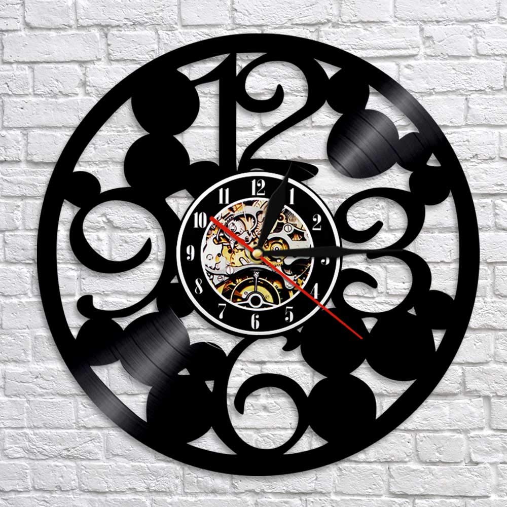 Reloj de pared de números grandes Reloj de pared de cocina contemporáneo hecho de disco de vinilo real Números grandes Reloj abstracto simple Dia 30 cm 7 colores Relojes de arte de registro de pared