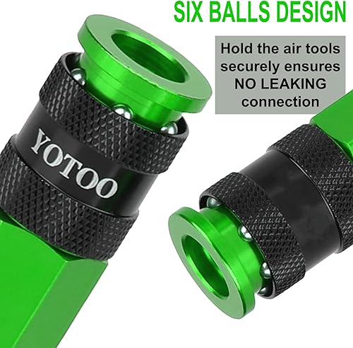 Miniatura 16 de YOTOO Juego de enchufes de aire industriales tipo I/M de 12 piezas con roscas hembra NPT de 1/4 pulgadas, accesorios de aire de aluminio Rojo