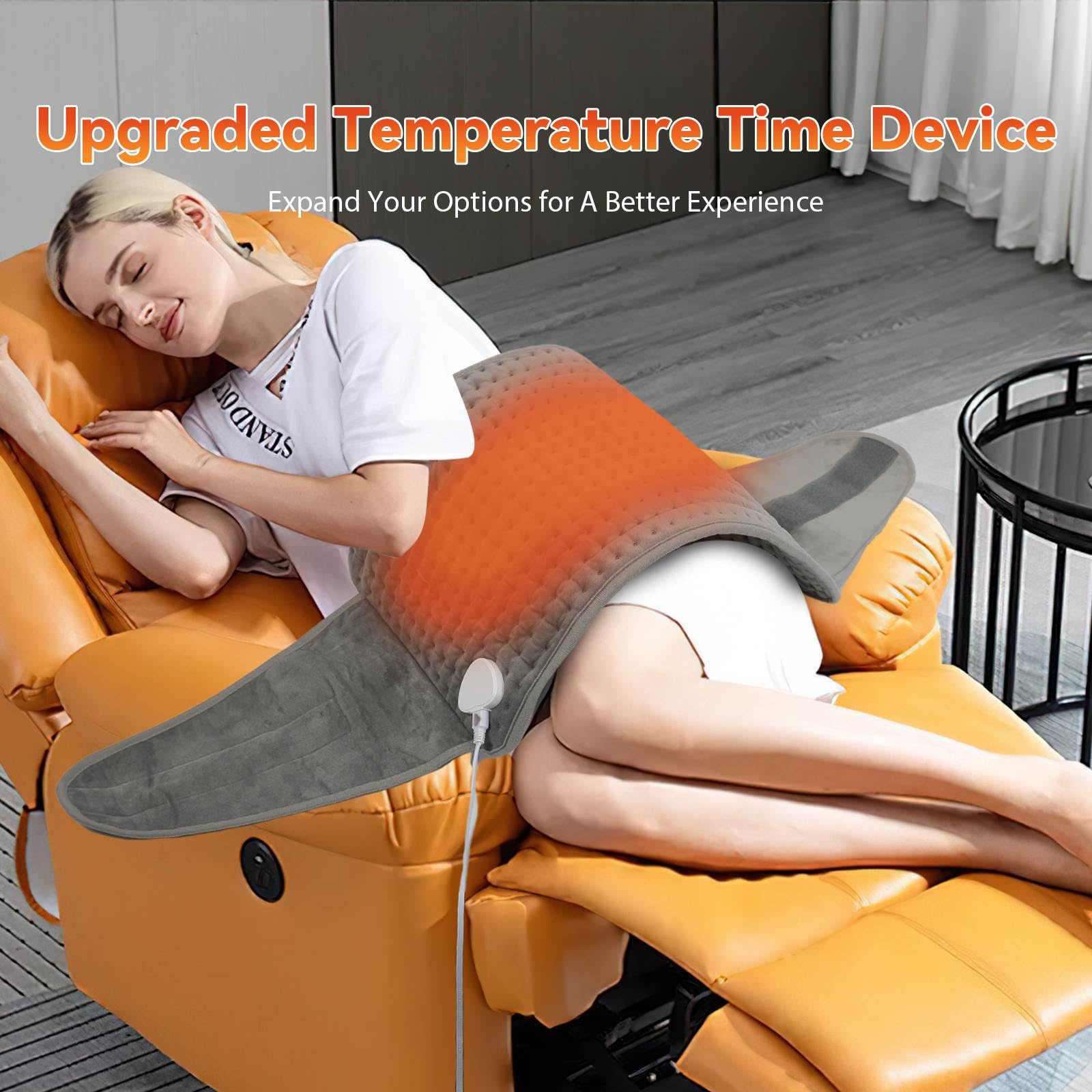 Alfombra eléctrica de 125 x 30 cm, con 9 niveles de temperatura y apagado automático, lavable más tropical para aliviar el dolor lumbar abdominal