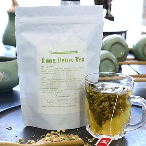 Miniatura 6 de Aromlife Té de desintoxicación pulmonar, para fumadores, desintoxicación y limpieza pulmonar, bolsas de té de hierbas, Flos Lonicerae, Radix