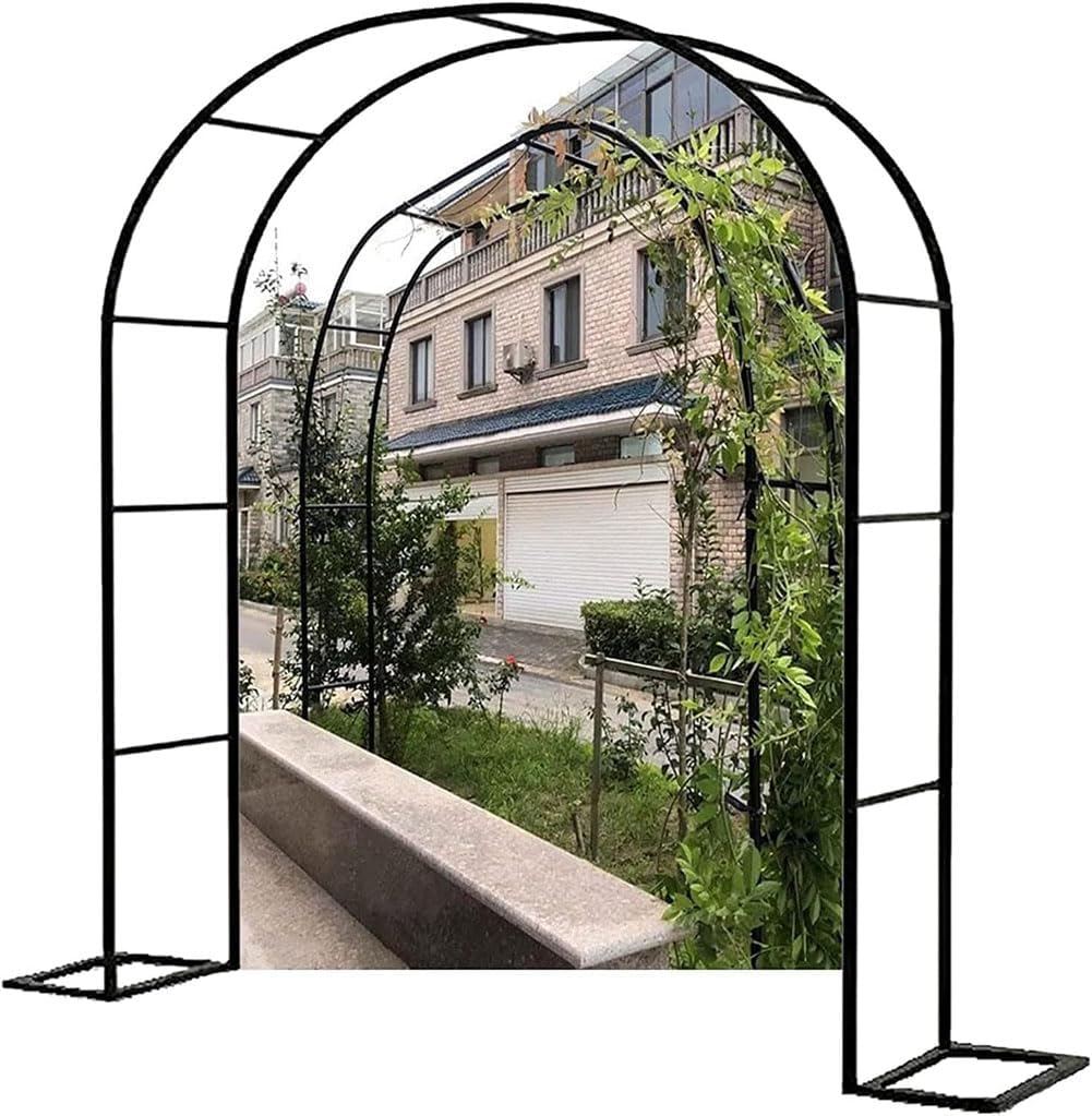 Large Garden Arch, Extra Wide 300/350Cm Garden Arbor Archway, Rose Arch for Roses Climbing Plants Support Wedding Arch Extra Tall Pergola Trellis Grape Vines Archway Black,White,W1.4M*H2.3M