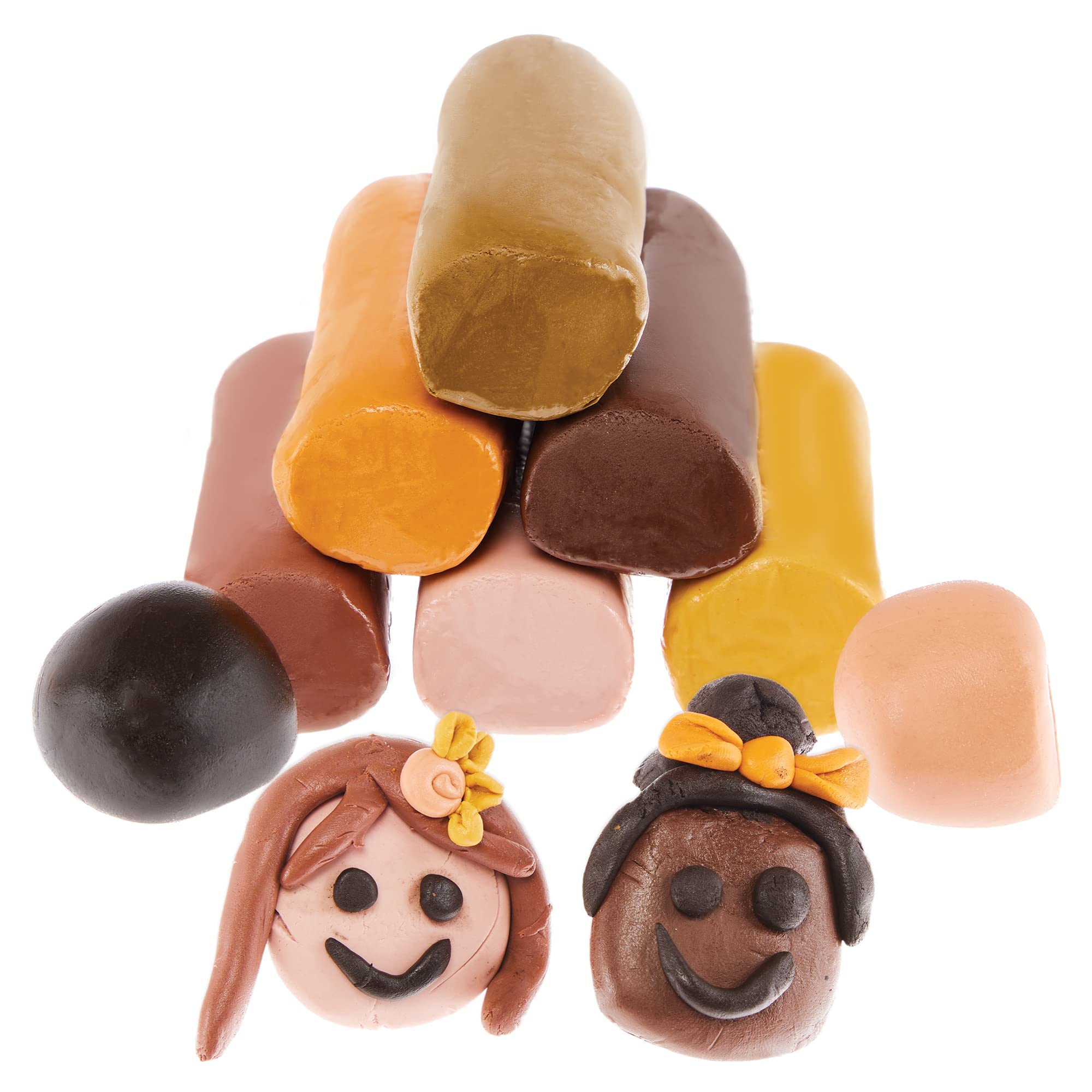 Baker Ross FX825 Skin Tone Soft Modelling Clay - Tub of 8, Air Drying Clay for Kids