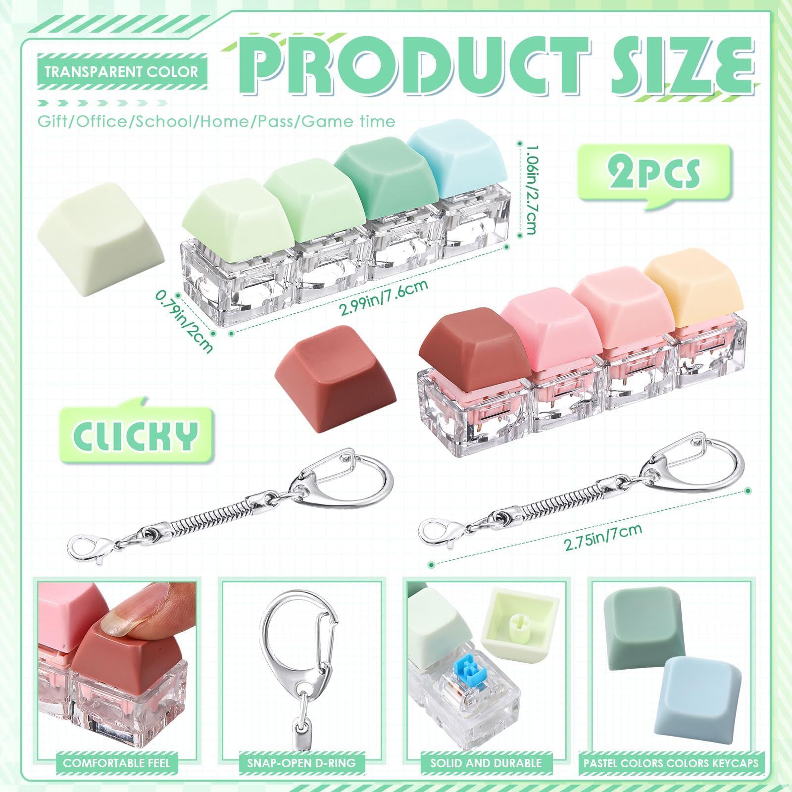 2Pcs Keyboard Fidget Toy, Fidget Toys, Quality and Built to Last, Clicky Fidgets Toy - Image 2